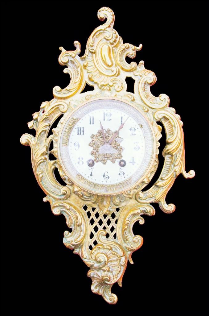 Echte bronzen cartel hangklok, Antiek en Kunst, Antiek | Klokken, Ophalen