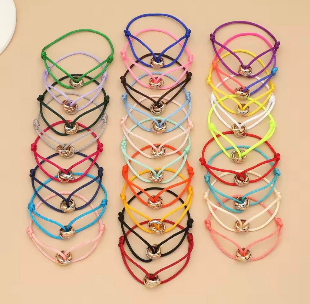 Unisex cartier trinity armband ketting 3 ringen, Zwart, Nieuw, Ophalen of Verzenden, Met bedels of kralen