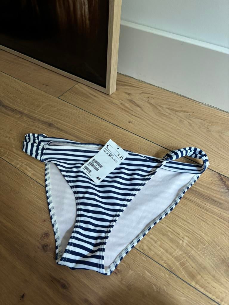 H&M bretons gestreept hoog bikini broekje,geheel nieuw, 36, Ophalen of Verzenden, Nieuw, Blauw, Bikini