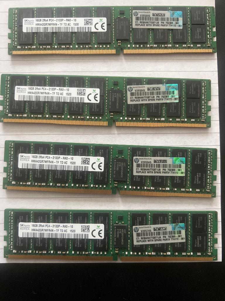 Hynix 16 Gb 2133Mhz ECC Registered DDR4, Computers en Software, RAM geheugen, 2133 Mhz, Gebruikt, Server, DDR4