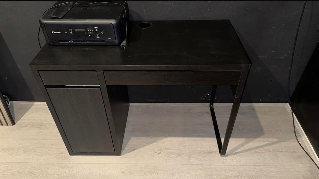 Compact Zwart Bureau met Lade en Kastje, Huis en Inrichting, Bureaus, Ophalen, Zwart, Gebruikt, Met lades