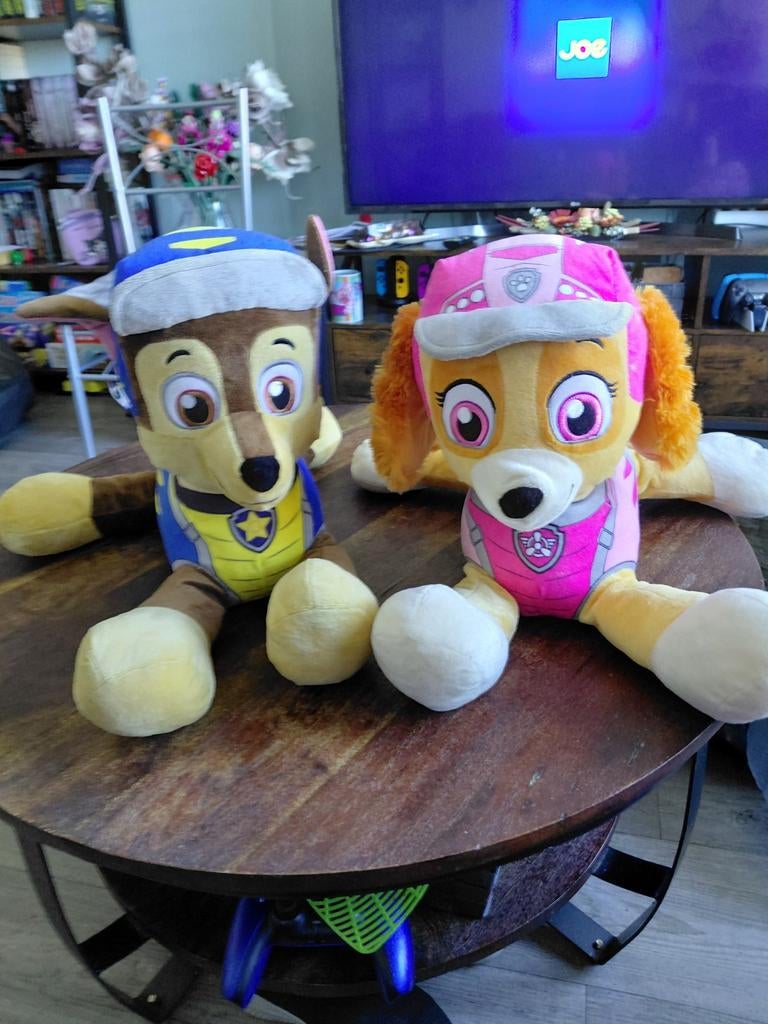 Paw Patrol knuffels: Chase en Skye, Zo goed als nieuw, Middelgroot (20 tot 80 cm), Meerkleurig, Paw Patrol
