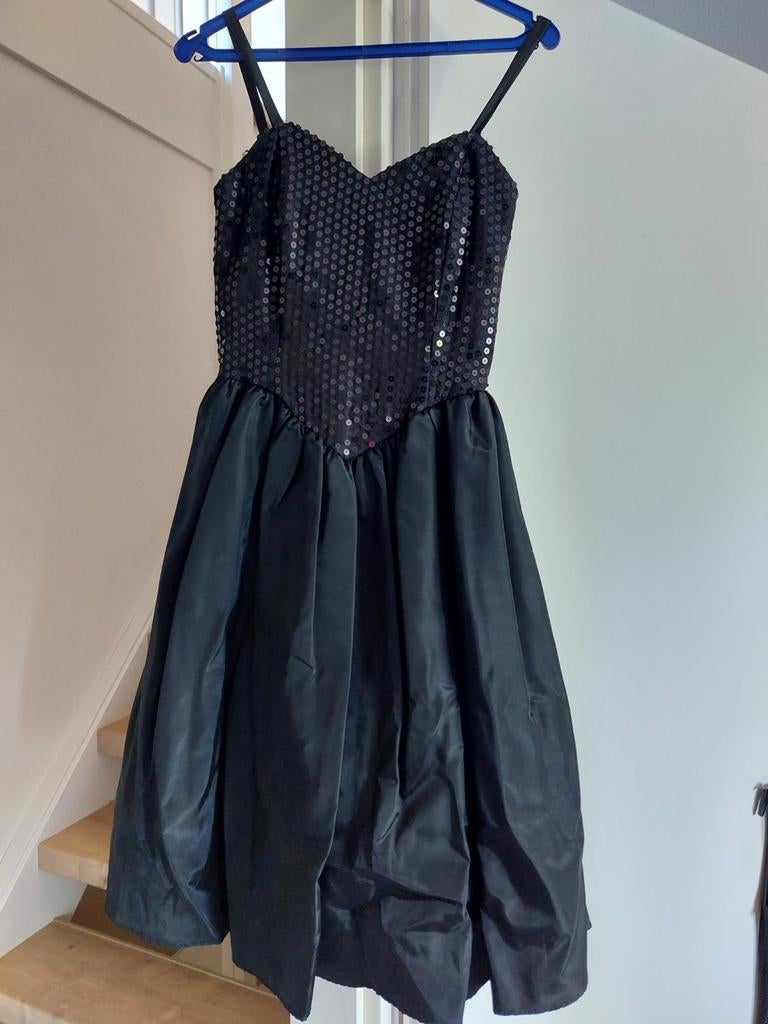 Zwarte Hollywood Glamour Galajurk met Pailletten - Maat 36, Galajurk, Zwart, Ophalen of Verzenden, Maat 36 (S)