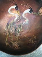 Gesigneerd koperen asbakje met kraanvogels van Nella Damsma, Ophalen of Verzenden