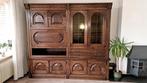 Grote eikenhouten kast met vitrine en secretaire, Ophalen of Verzenden, Gebruikt