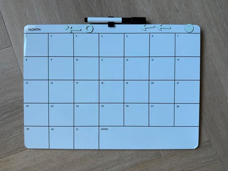 Whiteboard Maandplanner met extra stiften, Huis en Inrichting, Woonaccessoires | Memoborden, Gebruikt, Magneetbord, Ophalen of Verzenden