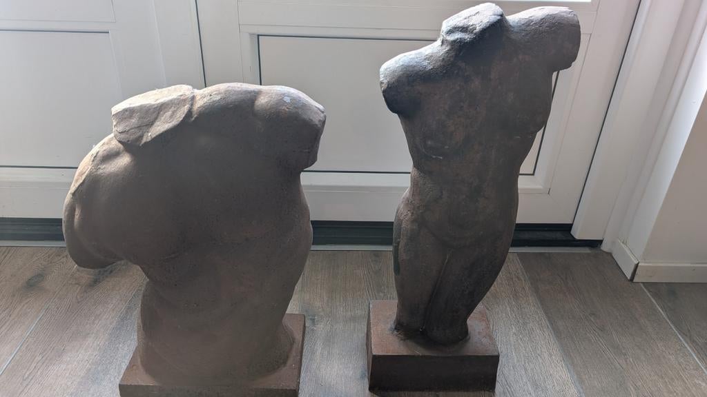 Ijzeren beelden man en vrouw roestig, Tuin en Terras, Ophalen, Gebruikt