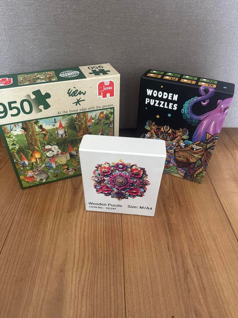 Jumbo Legpuzzel en 2 Houten Puzzels, Ophalen, 500 t/m 1500 stukjes, Zo goed als nieuw, Legpuzzel