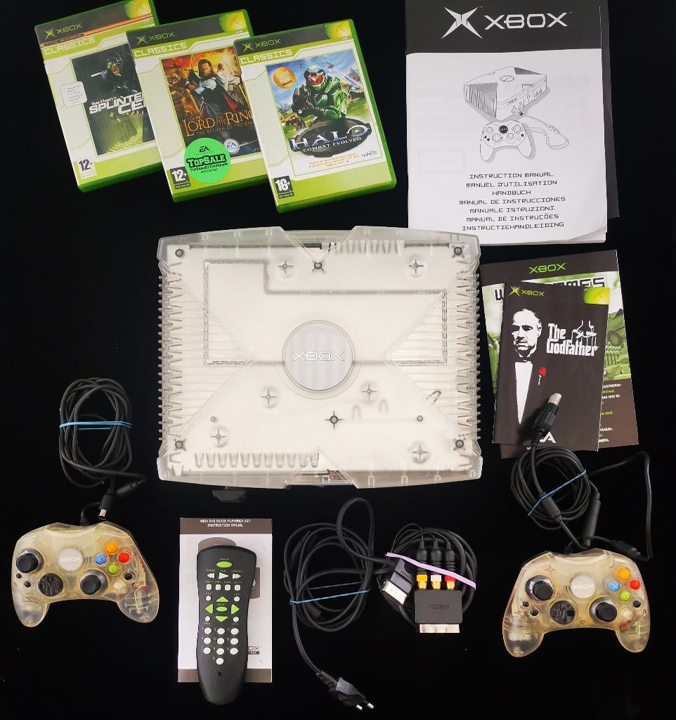Microsoft Xbox Crystal Limited Edition 2 Controllers Gaming, Ophalen of Verzenden, Zo goed als nieuw, Controller, Xbox Original