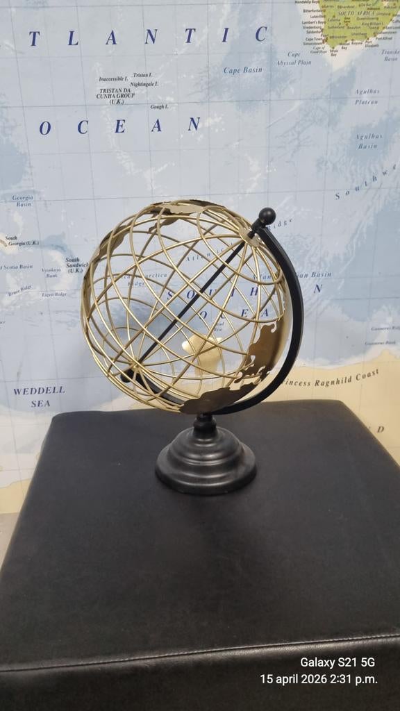 Decoratieve wereldbol goudkleurig, Ophalen of Verzenden, Interactief