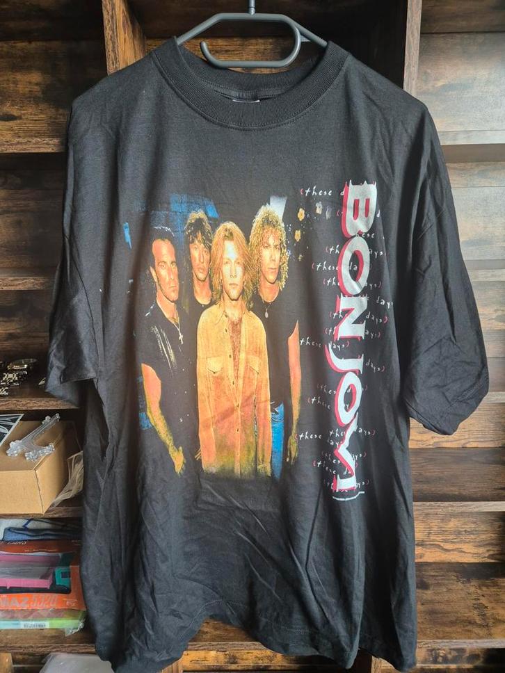 Vintage Bon Jovi 'These Days' Tour T-shirt XL, Kleding | Heren, T-shirts, Gedragen, Maat 56/58 (XL), Zwart, Ophalen of Verzenden