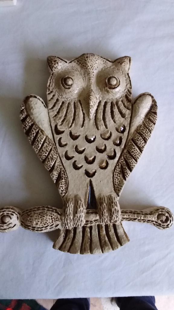 Handmade Vintage Uil gemaakt door kunstenaar T.M 27 cm retro, Ophalen of Verzenden