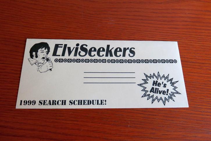 Elvis Presley ElviSeekers 1999 search schedule envelop, Verzamelen, Muziek, Artiesten en Beroemdheden, Zo goed als nieuw, Overige typen