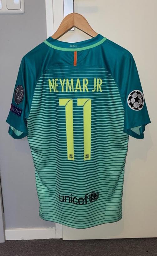 Barcelona shirt Neymar Jr. - Champions League, Ophalen of Verzenden, Zo goed als nieuw, Maat 52/54 (L), Groen