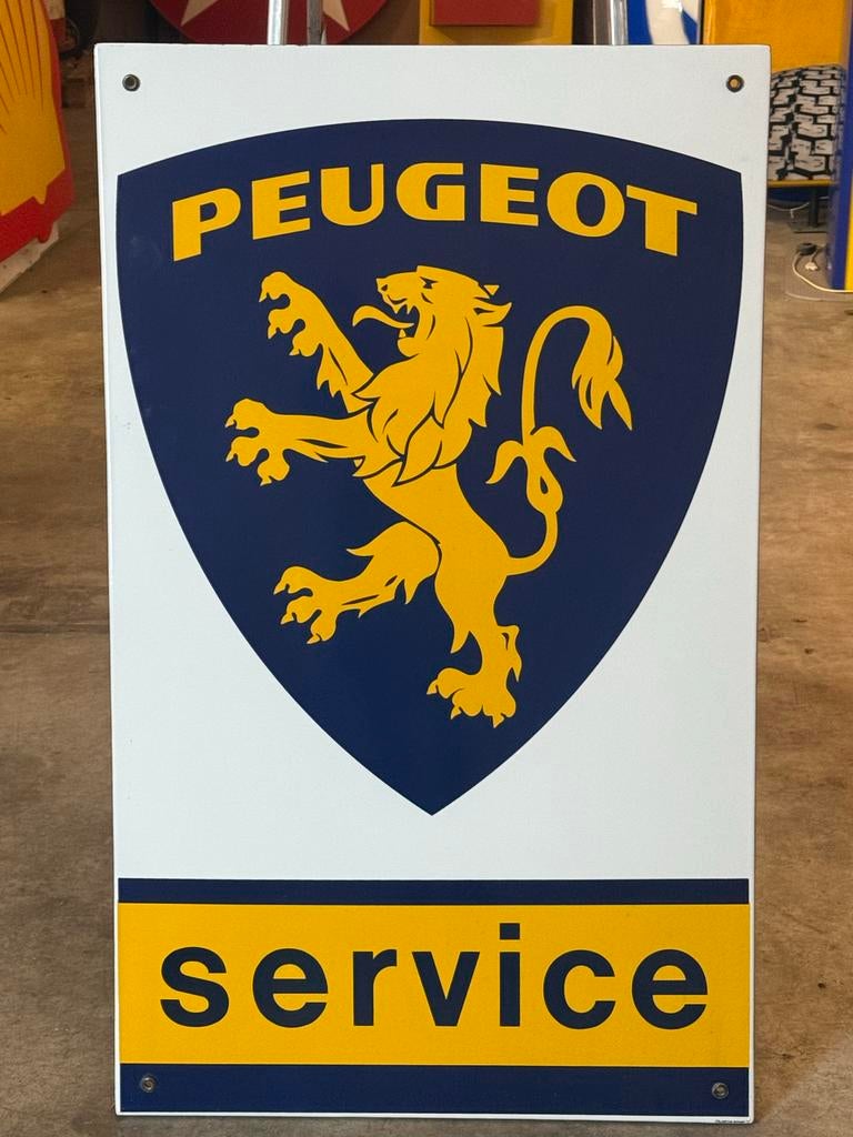 Peugot Emaille reclame bord 1972 Vintage, Verzamelen, Ophalen, Reclamebord, Gebruikt, .