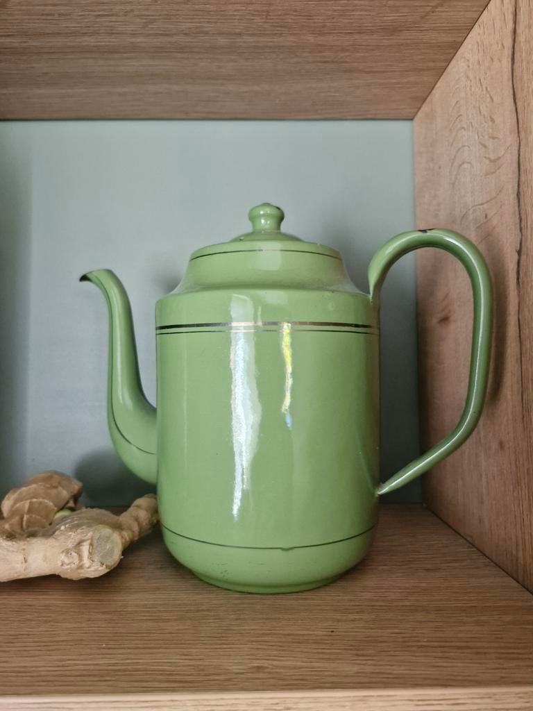 Mooie emaille theepot, groen, Antiek en Kunst, Antiek | Emaille, Ophalen