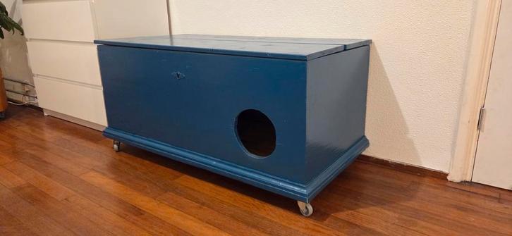 Dekenkist met opening; kattenbak opberger.., Dieren en Toebehoren, Katten-accessoires, Gebruikt, Ophalen