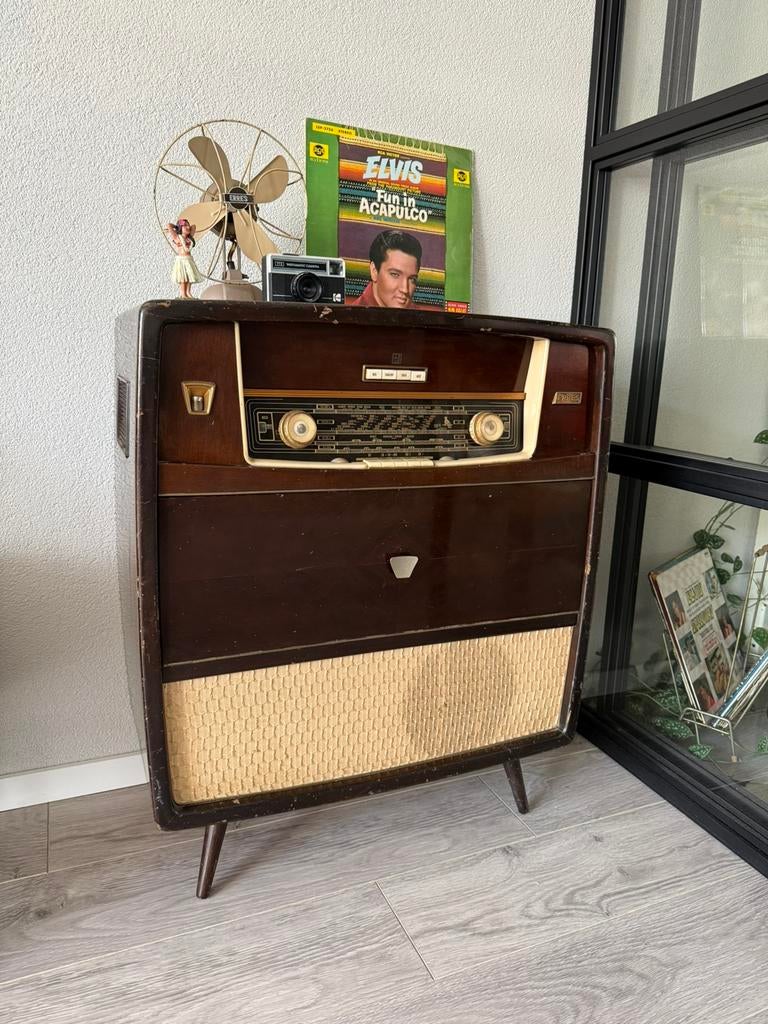 Vintage kast, radiomeubel Erres KY 5763 met Philips platen, Ophalen