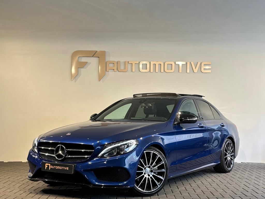 Mercedes-Benz C-klasse 160 AMG Ambition Pano|Camera|Sfeer, Automaat, 4 cilinders, 129 pk, Blauw