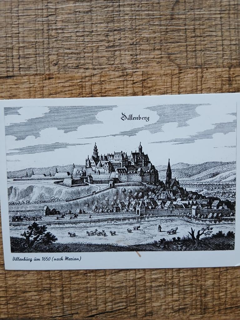 Ansichtkaart DILLENBURG ca. 1650 (naar Merian), Ophalen of Verzenden, Ongelopen, Duitsland