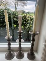 3 Life Style kandelaars bruin/taupe, Ophalen of Verzenden, Overige materialen