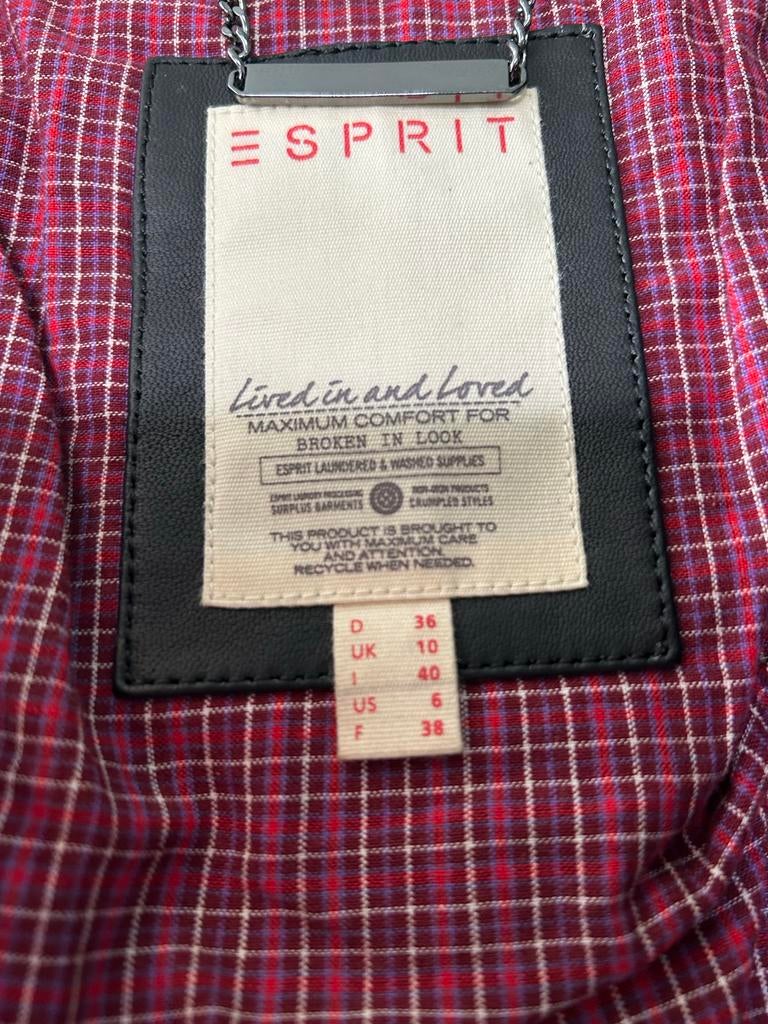 Mooi zwart leren zomerjasje van Esprit, maat 36/38, Ophalen, Gedragen, Maat 36 (S), Zwart