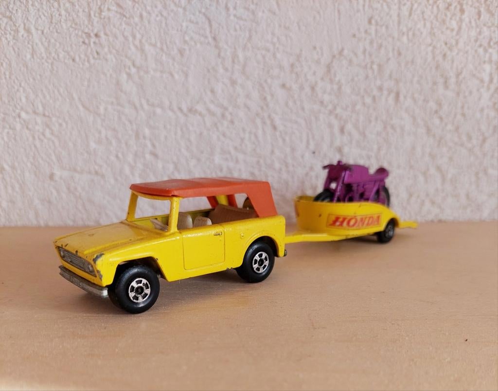 Matchbox Lesney- International Scout+ Honda bike, Ophalen of Verzenden