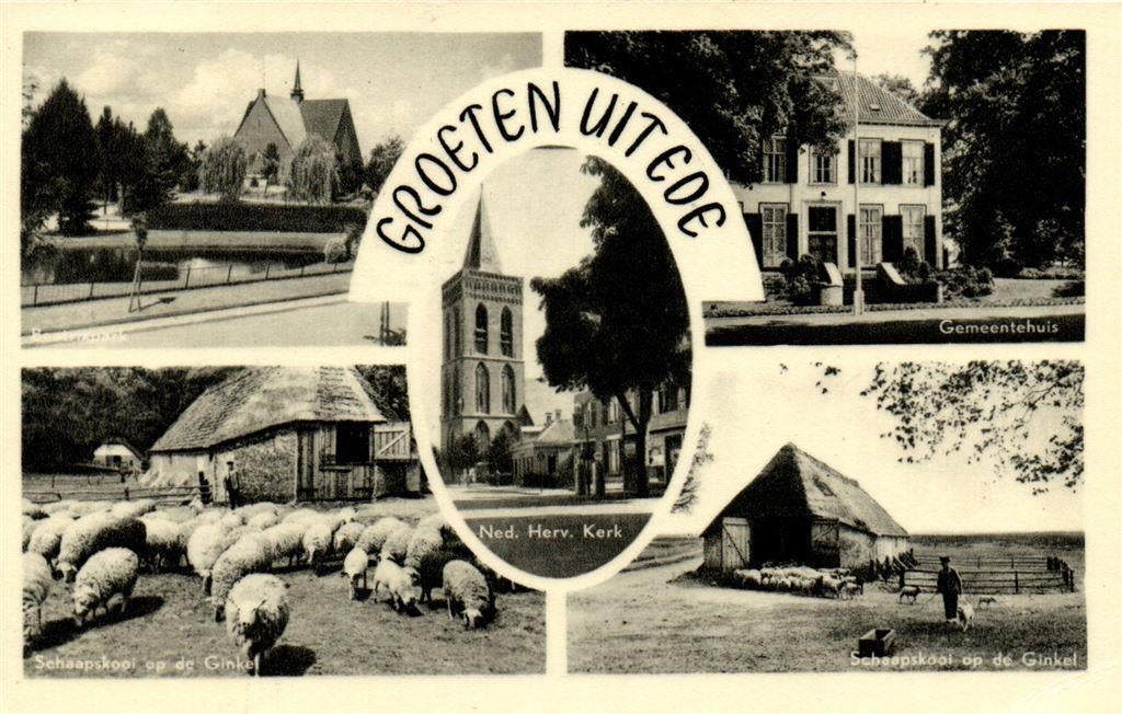Groeten uit Ede - 5 afb - 1955 gelopen, Verzamelen, Ansichtkaarten | Nederland, Gelopen, Gelderland, Voor 1920, Ophalen of Verzenden