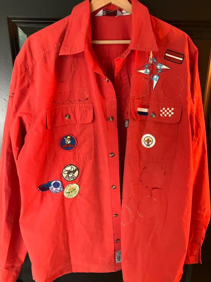 Scoutfit scouting blouse maart L (40/41) man, Verzamelen, Scouting, Gebruikt, Kleding, Ophalen of Verzenden