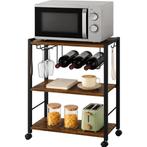 Keukentrolley Hout – Vintage Bruin-Zwart-52x40x84 cm, Ophalen of Verzenden, Nieuw