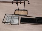 Sieradenhouder set: standaard, glazen doos, ringenbakje, Ophalen of Verzenden, Gebruikt