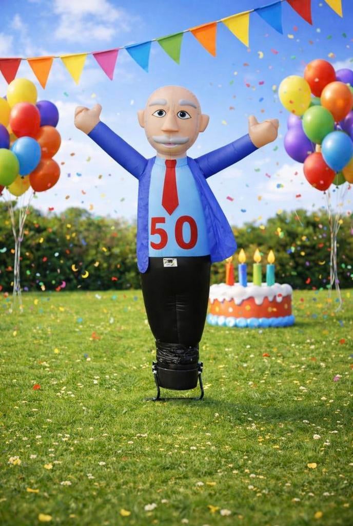 Skydancer Abraham 50 jaar te huur, Kinderen en Baby's, Speelgoed | Buiten | Opblaasfiguren, Nieuw, Ophalen