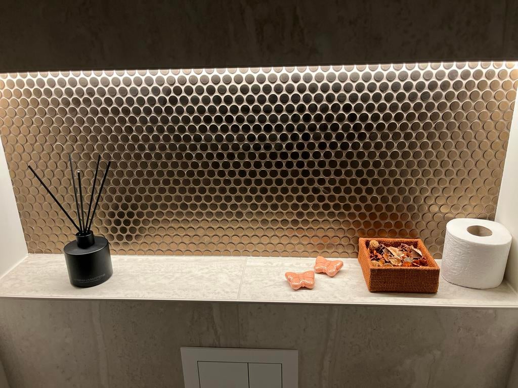 Mozaïek tegeltjes brons / goudkleurig - TMF Venice Pennyroun, Overige materialen, Overige typen, Nieuw, 20 tot 40 cm