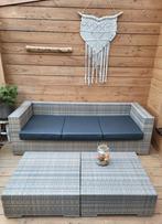Tuinbank met 2 hockers - Wicker loungeset, Gebruikt, Bank, 3 zitplaatsen, Ophalen of Verzenden