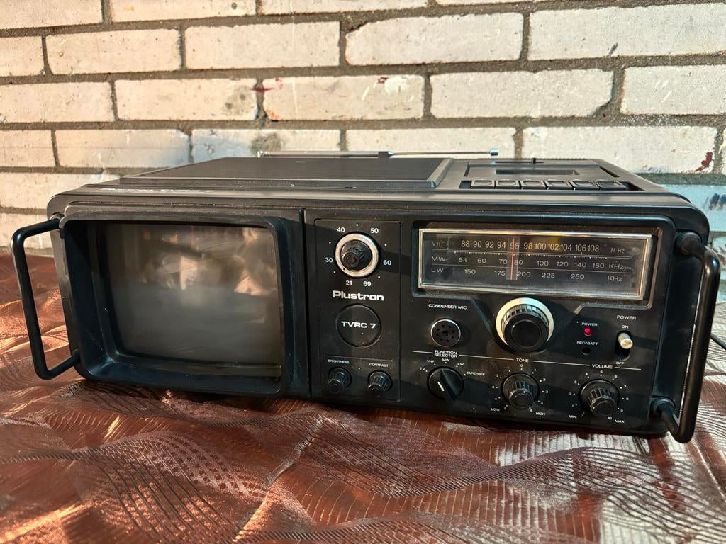 Plustron TVRC 7 Draagbare TV Radio Cassette Recorder Vintage, Ophalen of Verzenden, Gebruikt, Minder dan 40 cm, Overige merken