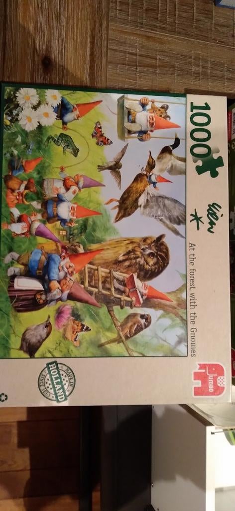 Jumbo puzzel 1000 stukjes - At the forest with the gnomes, Ophalen of Verzenden, 500 t/m 1500 stukjes, Nieuw, Legpuzzel