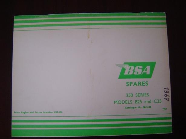 BSA B25 C25 1967 250cc motorcycle parts list teile katalog, Motoren, Ophalen of Verzenden, Overige merken