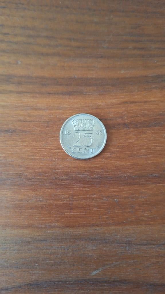 25 cent munt Koningin Wilhelmina 1948, Zilver, 25 cent, Ophalen of Verzenden, Koningin Wilhelmina