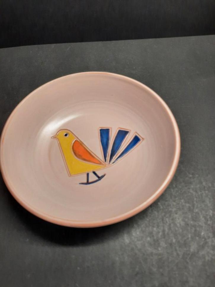 Roze schaaltje met vogel, Antiek en Kunst, Antiek | Keramiek en Aardewerk, Ophalen of Verzenden