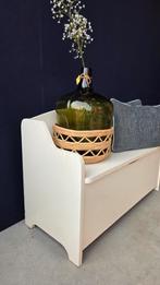 Klepbankje - Opbergbankje - Wit houten kinder bankje, Gebruikt, Wit, Onbekend, Ophalen of Verzenden