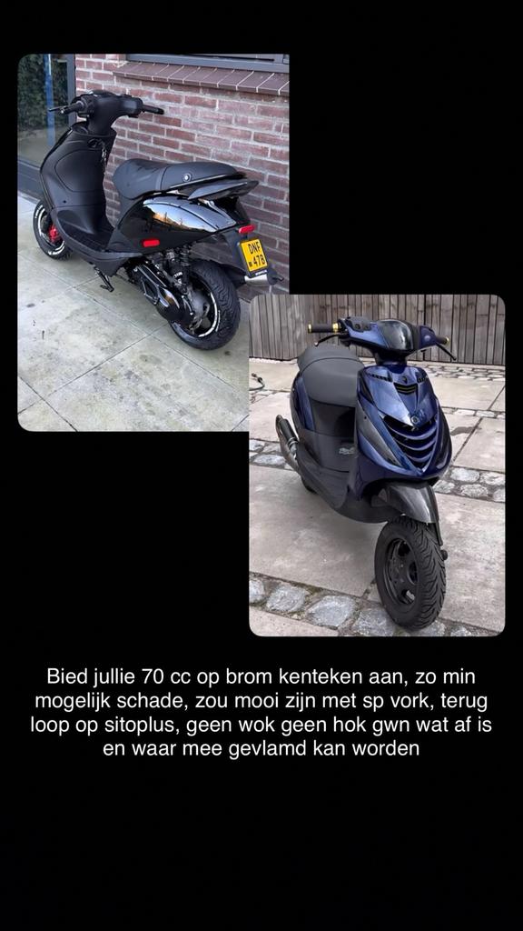 Gezocht: Piaggio Zip 70cc op bromkenteken, Fietsen en Brommers, Brommeronderdelen | Scooters, Ophalen, Gebruikt, Uitlaat, Piaggio