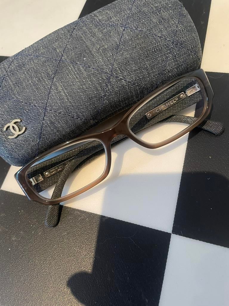 Chanel jeans bril met koker, Overige merken, Blauw, Ophalen of Verzenden, Zo goed als nieuw