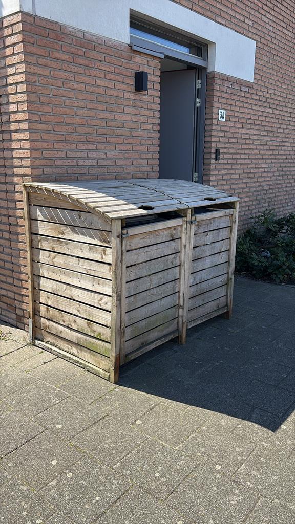 Prullenbak ombouw voor 2x 240L containers - Hout, Ophalen, Overige materialen, Gebruikt, 40 liter of meer