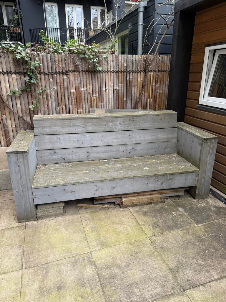Steiger houten bank 240cm zitvlak 200, Tuin en Terras, Ophalen, Zo goed als nieuw, Hout