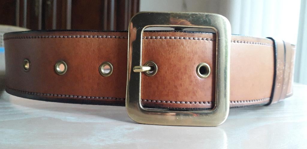 Leren herenriem handgemaakt Italiaans design, Kleding | Heren, Riemen en Ceinturen, Ophalen of Verzenden, Zo goed als nieuw, Bruin