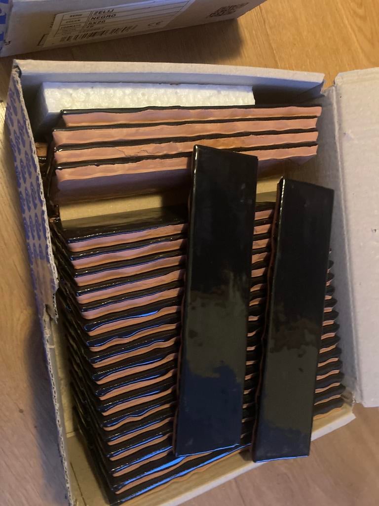 Wandtegels sierrand nieuw in doos, Cevica Zelij Negro 5x20, Doe-het-zelf en Verbouw, Tegels, Ophalen, Nieuw, Minder dan 20 cm