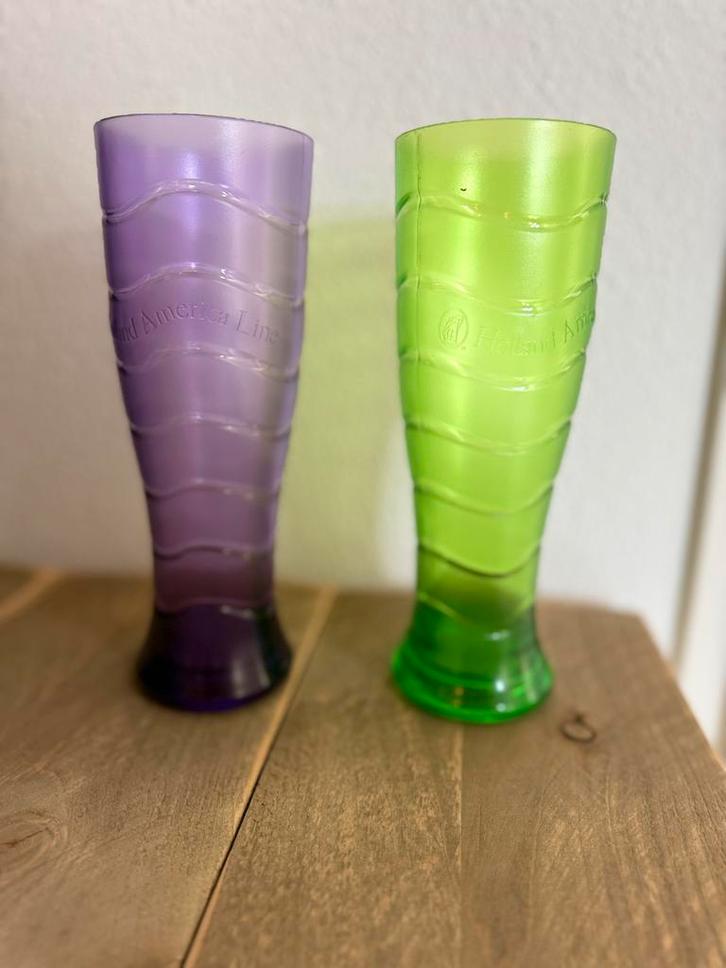 Holland America Line Vazen/Beker set - Paars & Groen, Huis en Inrichting, Woonaccessoires | Vazen, Zo goed als nieuw, Overige kleuren