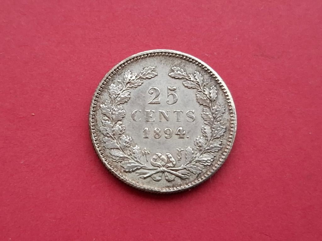 25 cent 1894, Postzegels en Munten, Munten | Nederland, Zilver, 25 cent, Ophalen of Verzenden, Koningin Wilhelmina