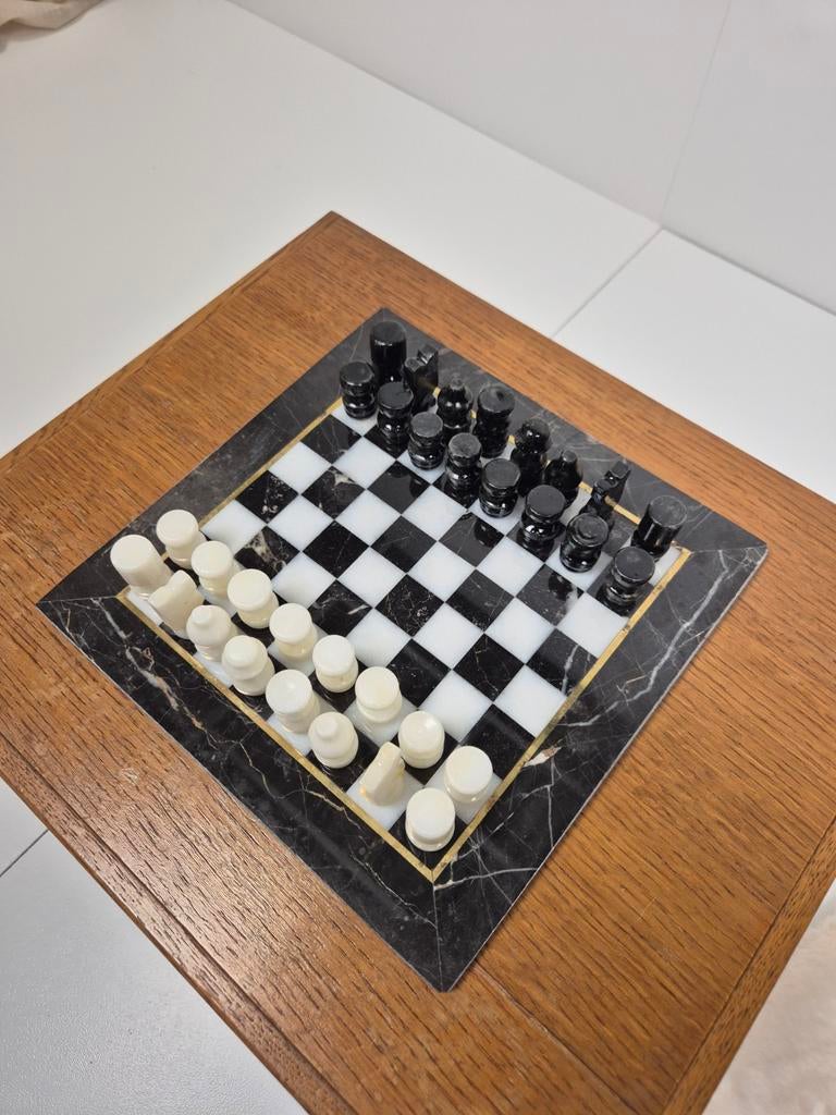 Zwart wit marmeren schaakbord, Ophalen of Verzenden