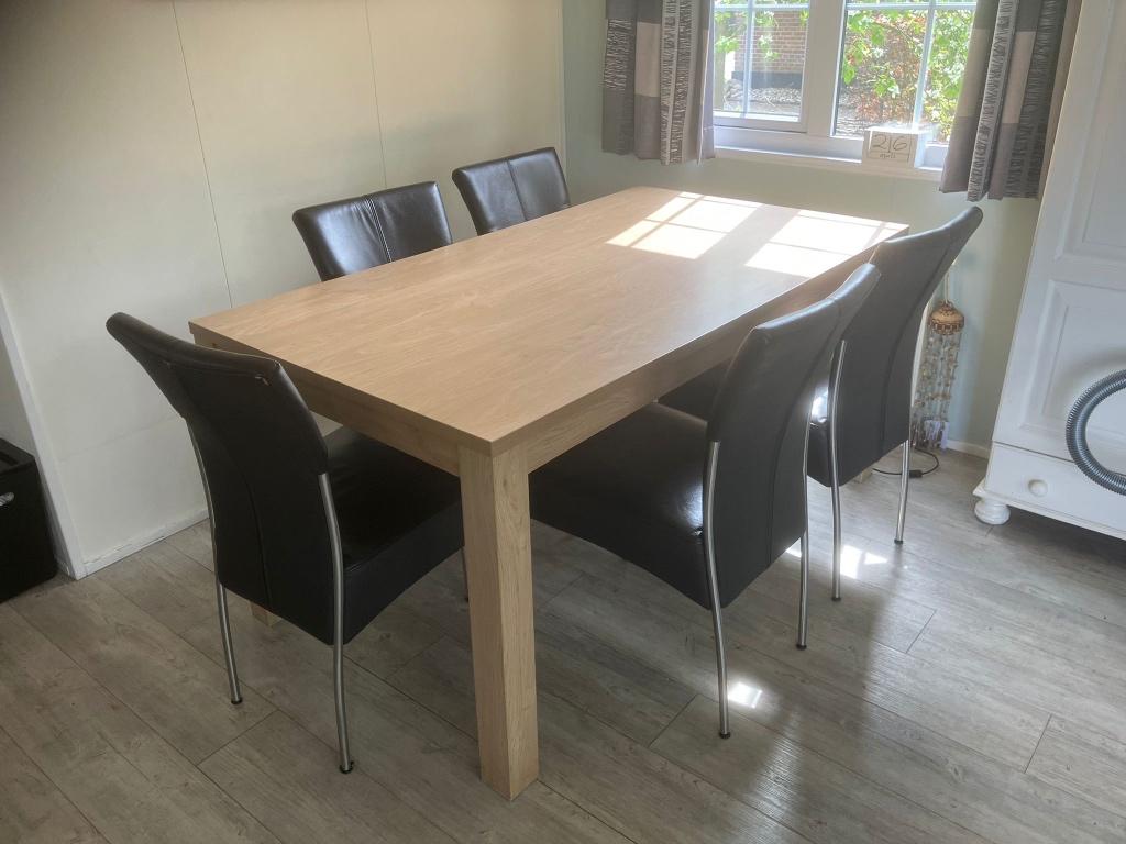 Te koop: eethoek met 5 stoelen, Huis en Inrichting, Tafels | Eettafels, Ophalen, Overige materialen, Gebruikt, 50 tot 100 cm